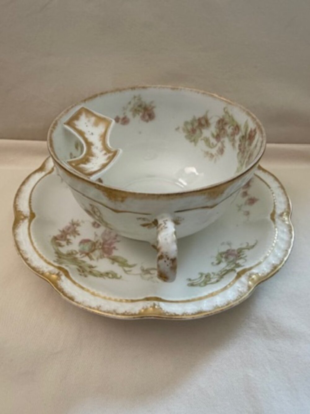 Antique Limoges Porcelain Mustache Teacup - Picture 2 of 11